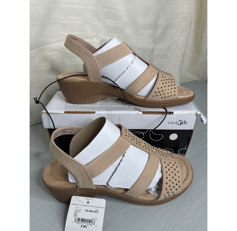 East 5th Indigo Strap Sandals Nude Womens Size 8 Wide